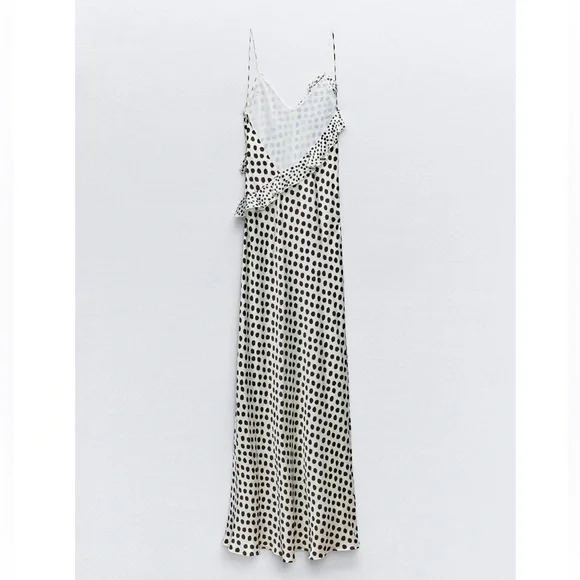 Zara RUFFLED SATIN EFFECT POLKA DOT DRESS - Picture 11 of 16